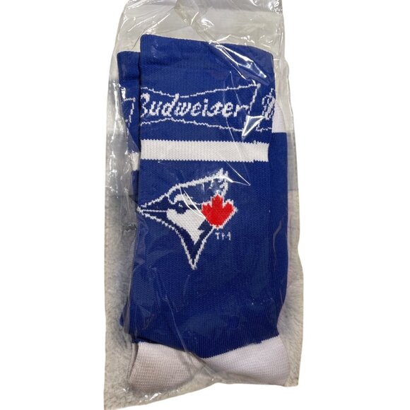 Toronto Blue Jays Socks Budweiser Blue White Knit Unisex M/L New - Picture 1 of 4